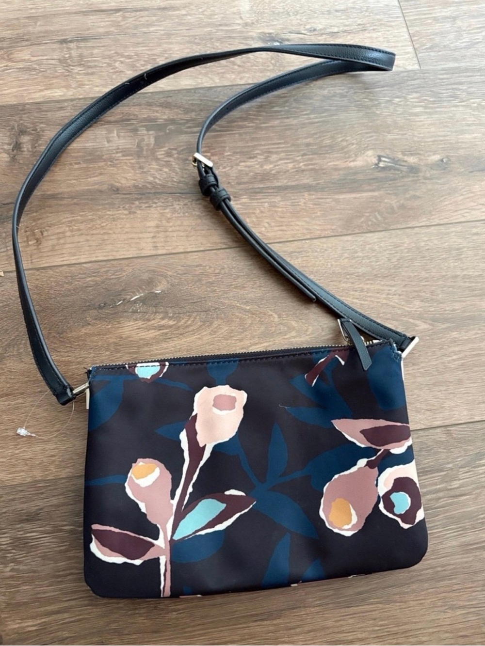 kate spade Black Floral Print Crossbody with Multicolor Accents - Picture 3 of 10